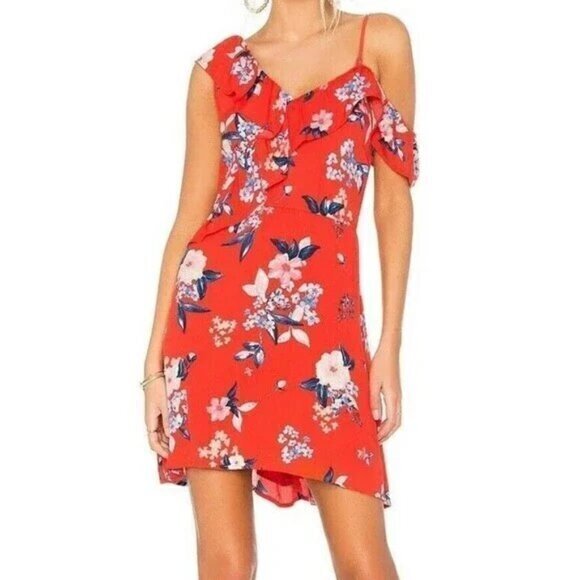 - Cupcakes and Cashmere Cordetta Asymmetrical Ruffle Print Dress- Size Small - Picture 14 of 14